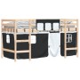 Cama alta niños con cortinas madera pino blanco negro 90x190 cm de , Camas y somieres - Ref: Foro24-3206973, Precio: 181,65 €...