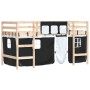 Children's loft bed with black white pine wood curtains 90x190 cm by , Beds and slatted bases - Ref: Foro24-3206973, Price: 1...