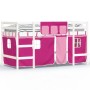 High bed for children with pink pine wood curtains 90x190 cm by , Beds and slatted bases - Ref: Foro24-3206978, Price: 185,34...