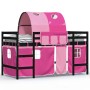 High bed for children with pink pine wood tunnel 80x200 cm by , Beds and slatted bases - Ref: Foro24-3206990, Price: 196,48 €...