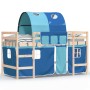 Cama alta para niños con túnel madera pino azul 90x200 cm de , Camas y somieres - Ref: Foro24-3206992, Precio: 198,46 €, Desc...