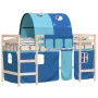 Cama alta para niños con túnel madera pino azul 90x200 cm de , Camas y somieres - Ref: Foro24-3206992, Precio: 198,46 €, Desc...