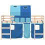 Cama alta para niños con túnel madera pino azul 90x200 cm de , Camas y somieres - Ref: Foro24-3206992, Precio: 198,46 €, Desc...