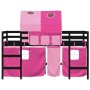 High bed for children with pink pine wood tunnel 90x200 cm by , Beds and slatted bases - Ref: Foro24-3206999, Price: 207,39 €...