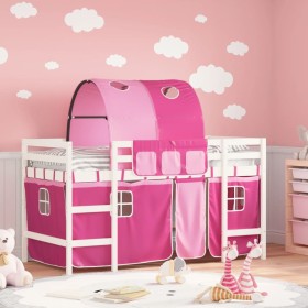 High bed for children with pink pine wood tunnel 90x190 cm by , Beds and slatted bases - Ref: Foro24-3207005, Price: 199,87 €...