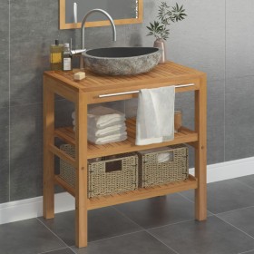 Solid teak wood vanity unit with river stone sink by vidaXL, bathroom vanities - Ref: Foro24-246498, Price: 329,99 €, Discoun...