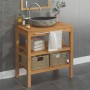 Mueble tocador madera teca maciza con lavabo de piedra de río de vidaXL, Tocadores de baño - Ref: Foro24-246498, Precio: 329,...