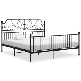 Black metal bed frame 180x200 cm by , Beds and slatted bases - Ref: Foro24-324856, Price: 184,14 €, Discount: %