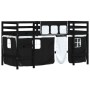 Cama alta niños con cortinas madera pino blanco negro 90x190 cm de , Camas y somieres - Ref: Foro24-3206979, Precio: 196,61 €...