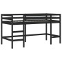 Cama alta niños con cortinas madera pino blanco negro 90x190 cm de , Camas y somieres - Ref: Foro24-3206979, Precio: 196,61 €...