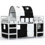 Cama alta niños con túnel madera pino blanco negro 80x200 cm de , Camas y somieres - Ref: Foro24-3206985, Precio: 188,30 €, D...