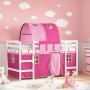 High bed for children with pink pine wood tunnel 80x200 cm by , Beds and slatted bases - Ref: Foro24-3206987, Price: 188,76 €...