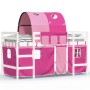 High bed for children with pink pine wood tunnel 80x200 cm by , Beds and slatted bases - Ref: Foro24-3206987, Price: 188,76 €...