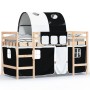 Cama alta niños con túnel madera pino blanco negro 90x200 cm de , Camas y somieres - Ref: Foro24-3206991, Precio: 194,80 €, D...