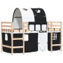 Cama alta niños con túnel madera pino blanco negro 90x200 cm de , Camas y somieres - Ref: Foro24-3206991, Precio: 194,80 €, D...