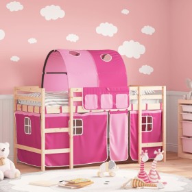 High bed for children with pink pine wood tunnel 90x200 cm by , Beds and slatted bases - Ref: Foro24-3206993, Price: 191,99 €...