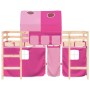 Cama alta para niños con túnel madera pino rosa 90x200 cm de , Camas y somieres - Ref: Foro24-3206993, Precio: 202,07 €, Desc...