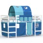 High bed for children with blue pine wood tunnel 90x190 cm by , Beds and slatted bases - Ref: Foro24-3207004, Price: 200,35 €...