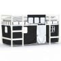 Cama alta niños con cortinas madera pino blanco negro 90x190 cm de , Camas y somieres - Ref: Foro24-3206976, Precio: 185,44 €...