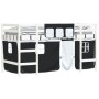 Cama alta niños con cortinas madera pino blanco negro 90x190 cm de , Camas y somieres - Ref: Foro24-3206976, Precio: 185,44 €...