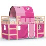 High bed for children with pink pine wood tunnel 90x190 cm by , Beds and slatted bases - Ref: Foro24-3207002, Price: 198,63 €...