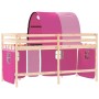 High bed for children with pink pine wood tunnel 90x190 cm by , Beds and slatted bases - Ref: Foro24-3207002, Price: 198,63 €...