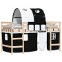 Cama alta niños con túnel madera pino blanco negro 90x190 cm de , Camas y somieres - Ref: Foro24-3207000, Precio: 194,64 €, D...