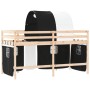 Children's high bed with black white pine wood tunnel 90x190 cm by , Beds and slatted bases - Ref: Foro24-3207000, Price: 194...