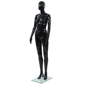 Komplette Damen-Schaufensterpuppe mit Gestell aus glänzendem schwarzem Glas 175 cm von vidaXL, Schaufensterpuppen - Ref: Foro...