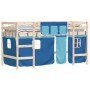 High bed for children with blue pine wood curtains 90x190 cm by , Beds and slatted bases - Ref: Foro24-3206974, Price: 181,55...