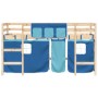 High bed for children with blue pine wood curtains 90x190 cm by , Beds and slatted bases - Ref: Foro24-3206974, Price: 181,55...