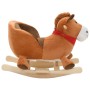 Stuffed rocking horse with brown backrest 60x32x50 cm by vidaXL, Rocking and Swinging Toys - Ref: Foro24-80221, Price: 85,50 ...