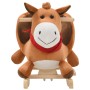 Caballo balancín de peluche con respaldo marrón 60x32x50 cm de vidaXL, Juguetes para mecerse y balancearse - Ref: Foro24-8022...