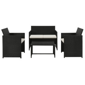 4-teiliges Gartenmöbel-Set und schwarze synthetische Rattankissen von vidaXL, Gartensets - Ref: Foro24-43907, Preis: 199,94 €...