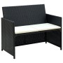 Set muebles de jardín 4 piezas y cojines ratán sintético negro de vidaXL, Conjuntos de jardín - Ref: Foro24-43907, Precio: 19...