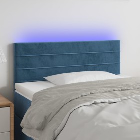 Dark blue velvet LED headboard 90x5x78/88 cm by , Headboards and footboards - Ref: Foro24-3121792, Price: 49,99 €, Discount: %