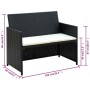 Set muebles de jardín 4 piezas y cojines ratán sintético negro de vidaXL, Conjuntos de jardín - Ref: Foro24-43907, Precio: 19...