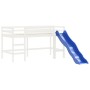 Cama alta de niños con tobogán madera maciza blanca 90x200 cm de , Camas y somieres - Ref: Foro24-835908, Precio: 217,82 €, D...