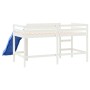 Cama alta de niños con tobogán madera maciza blanca 90x200 cm de , Camas y somieres - Ref: Foro24-835908, Precio: 217,82 €, D...