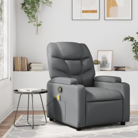 Gray synthetic leather reclining massage chair by , Armchairs - Ref: Foro24-372475, Price: 247,59 €, Discount: %