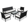 Set muebles de jardín 5 piezas y cojines ratán sintético negro de vidaXL, Conjuntos de jardín - Ref: Foro24-44185, Precio: 34...