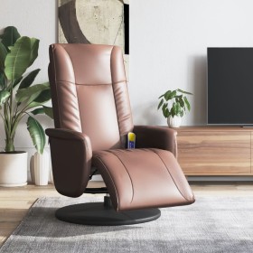 Brown synthetic leather massage recliner with footrest by , Armchairs - Ref: Foro24-356514, Price: 231,99 €, Discount: %