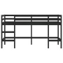 Cama alta de niños escalera madera maciza pino negra 80x200 cm de , Camas y somieres - Ref: Foro24-835897, Precio: 131,22 €, ...