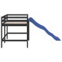 Children's high bed with slide black solid wood 90x190 cm by , Beds and slatted bases - Ref: Foro24-835912, Price: 215,61 €, ...