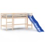 High bed for children with slide solid pine wood 80x200 cm by , Beds and slatted bases - Ref: Foro24-835904, Price: 217,52 €,...