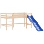 High bed for children with slide solid pine wood 80x200 cm by , Beds and slatted bases - Ref: Foro24-835904, Price: 217,52 €,...