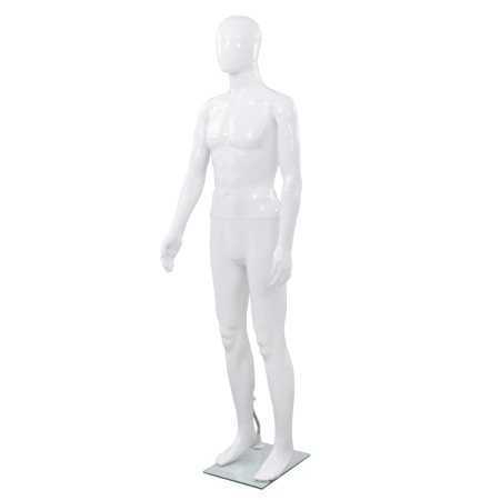 Maniquí de hombre completo base vidrio blanco brillante 185 cm de vidaXL, Maniquís - Ref: Foro24-142926, Precio: 228,80 €, De...