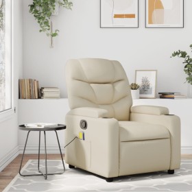 Cream Synthetic Leather Massage Recliner by , Armchairs - Ref: Foro24-372473, Price: 256,99 €, Discount: %