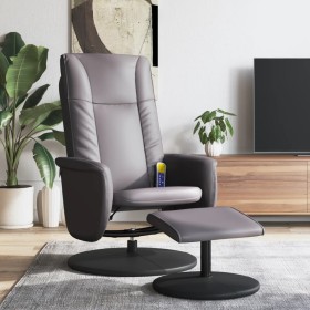 Sillón de masaje reclinable con reposapiés cuero sintético gris de , Sillones - Ref: Foro24-356519, Precio: 138,99 €, Descuen...