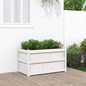 Jardinera de madera maciza de pino blanca 90x50x50 cm de , Maceteros y jardineras - Ref: Foro24-837461, Precio: 72,99 €, Desc...